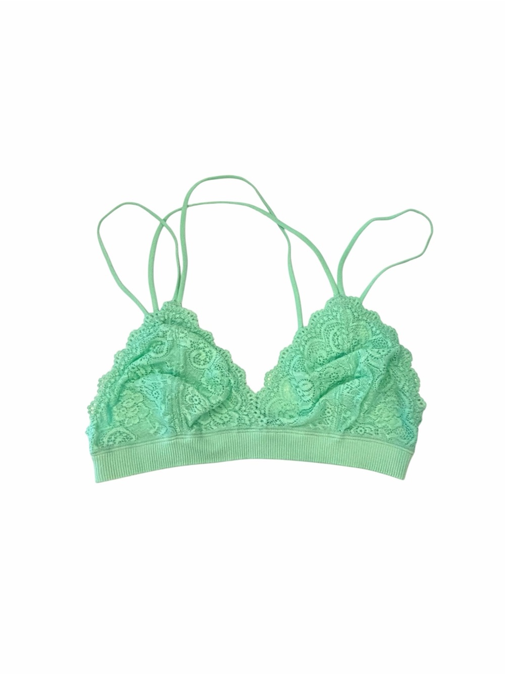 Flirtitude‎ Lace Bralette Wireless Strappy Back Green Apple Small Sample Bra